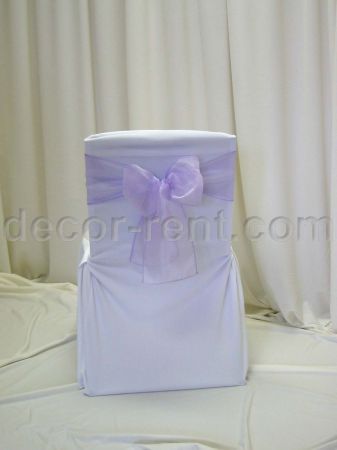 White Office Chair Cover with Lialc Organza Sash (flat back) White Office Chair Cover with Lialc Organza Sash (flat back)